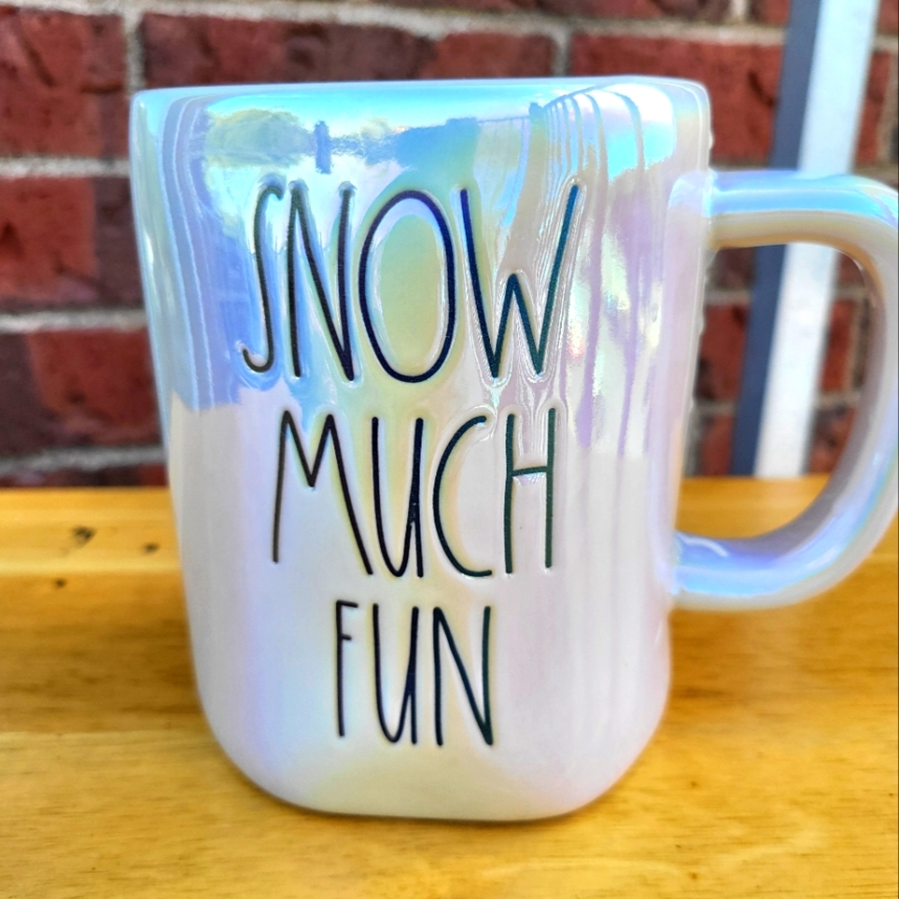 Rae Dunn Iridescent "Snow Much Fun" Ceramic Mug